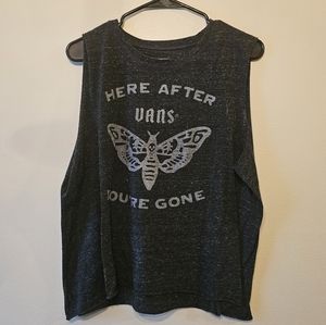 Vans Womens XL Moth Tank Here After You're Gone Grey White